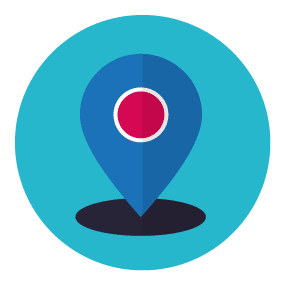 Blue map pin with red centre